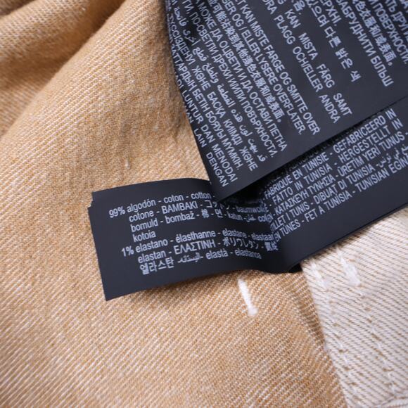 ZARA The Marine Straight Wide Leg Jean Beige High Rise Frayed Hem Women's 4 - Picture 10 of 11